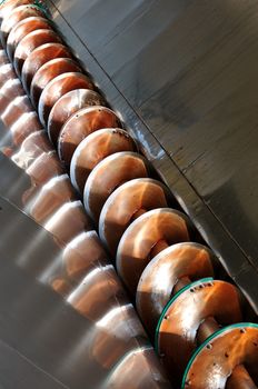 Steel equipment for the processing of the grapes.