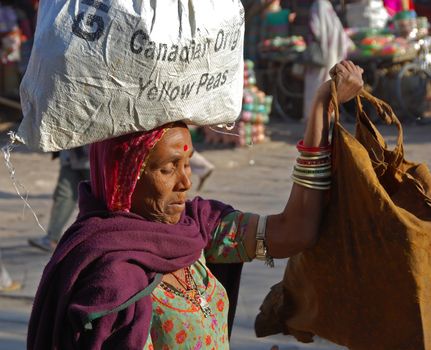 A woman at a market in Jodhpur, India 08 Jan 2009 No model release Editorial use only