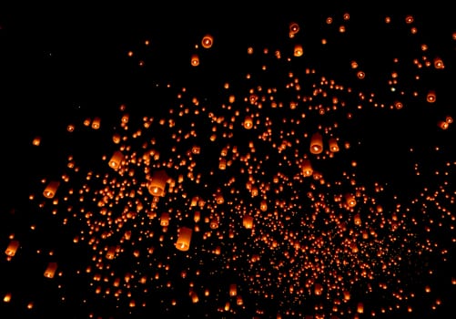 Floating lantern, Yi Peng Balloon Festival in Chiangmai Thailand 