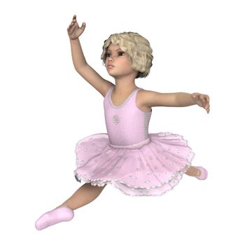 3D digital render of a cute little ballerina isolated on white background