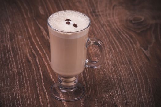 coffee latte with milk served in high glass