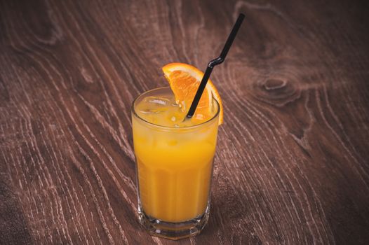 freshly squeezed orange juice in glass citrus