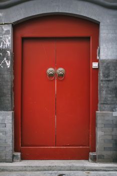 Chinese antique door in Beijing Hutong