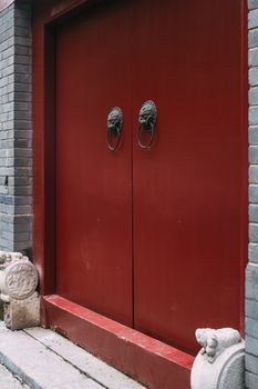 Chinese antique door in Beijing Hutong
