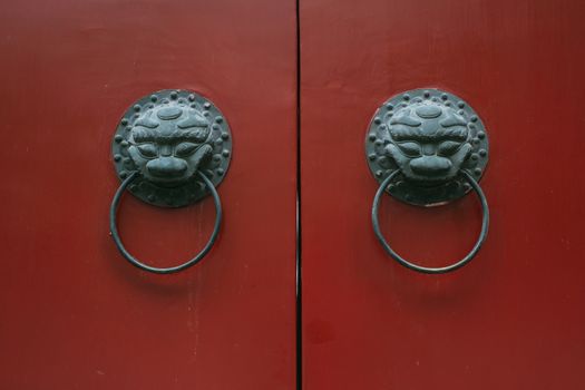 Chinese antique door in Beijing Hutong