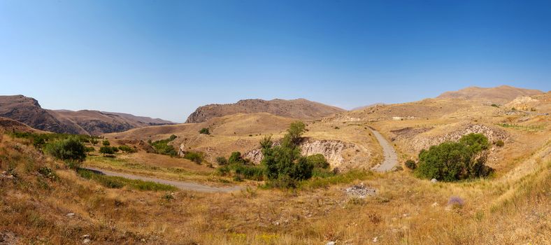 The asphalt road in the mountains of Armenia