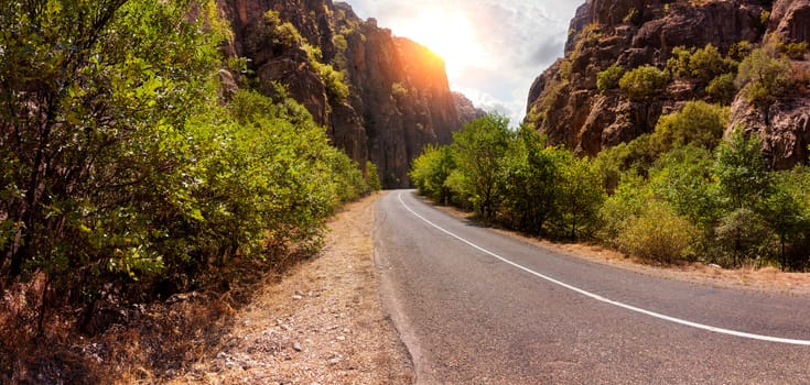 The asphalt road in the mountains of Armenia