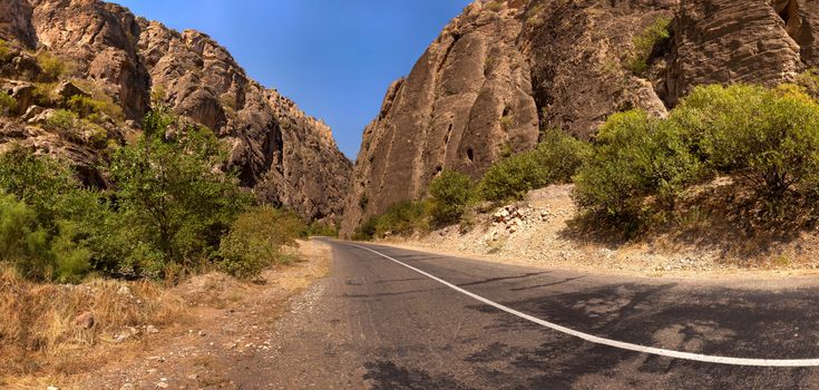 The asphalt road in the mountains of Armenia