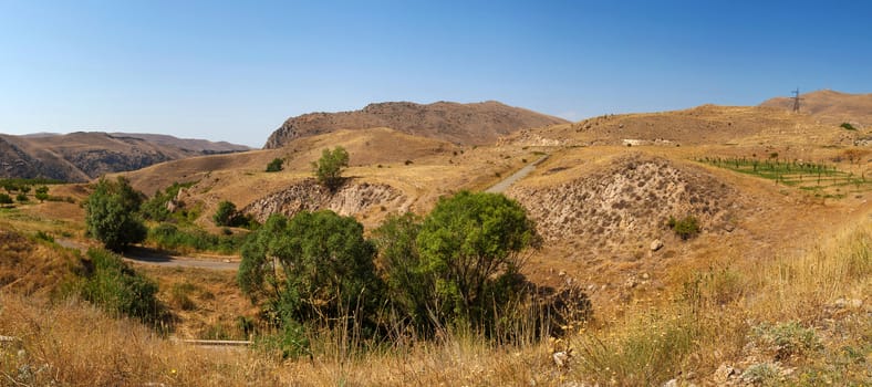 The asphalt road in the mountains of Armenia