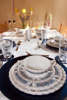 a beautiful setting on a kitchen dining table