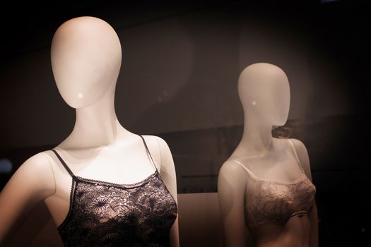 Store dummy shop fashion lingerie underwear female mannequins. 