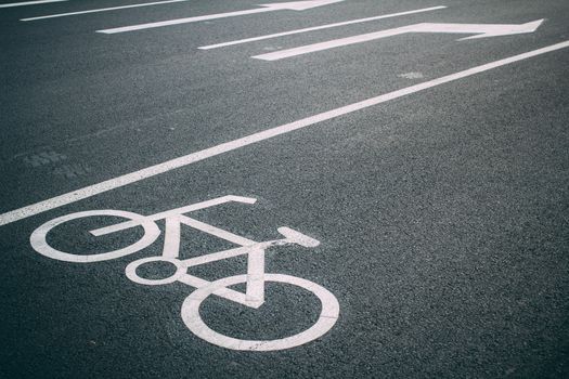 Bicycle sign on the road