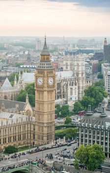 London. Aerial view of Big Ben.