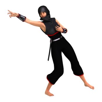 3D digital render of a ninja isolated on white background