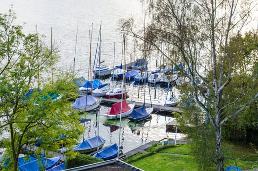 Small marina on a lake in Germany.