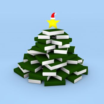 Christmas tree made of books