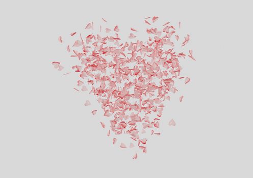 Red heart shape made of small hearts 3D Render