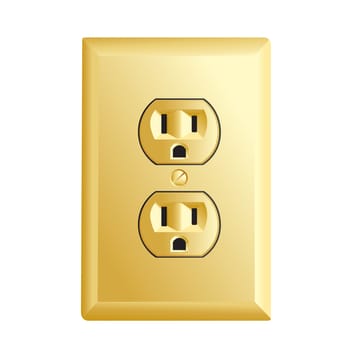electrical outlet in the USA, gold color power socket