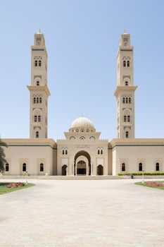 Picture of a mosque with blue sky in Oman