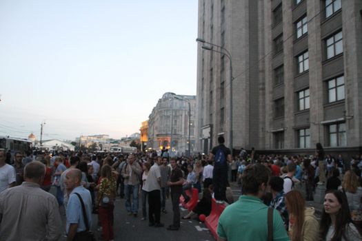 Moscow, Russia - July 18, 2013. Unknown opposition to action in support of Alexei Navalny. Thousands of Muscovites went on this day in support of arrested opposition leader Alexei Navalny