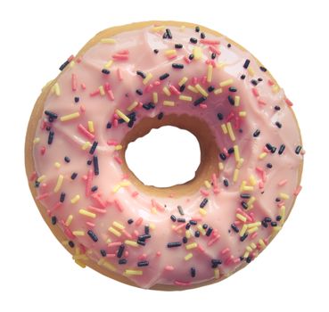Retro Pastel Filtered Isolated Pink Donut With Sprinkles