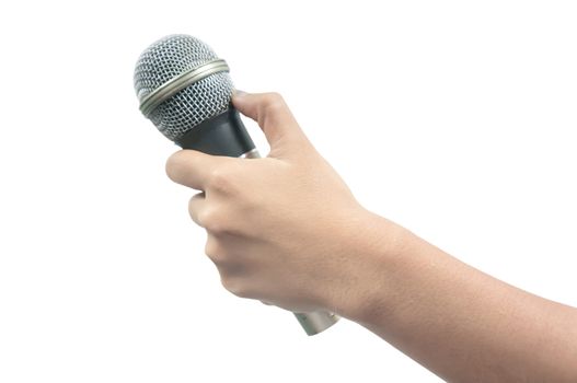 hand with a microphone isolated