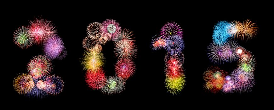 2015 New year firework number on black background