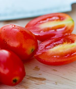 Salad Tomatoes Meaning Wooden Board And Food