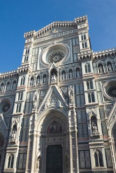 View of the cathedral in Florence on a clear winter day