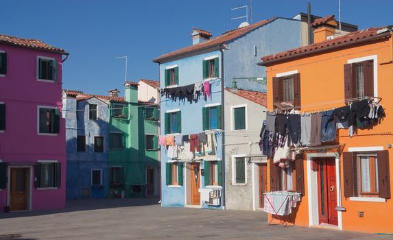 Colorful houses on the island of Burano near Venice