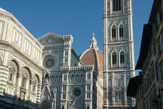 View of the cathedral in Florence on a clear winter day