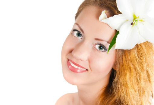 portrait of the girl with a lily flower