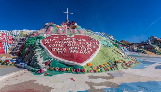 CALIPATRIA, IMPERIAL COUNTY, CALIFORNIA, USA - NOVEMBER 28: Salvation Mountain outdoor art installation created by Leonard Knight on November 28, 2014 in at Calipatria, California, USA.