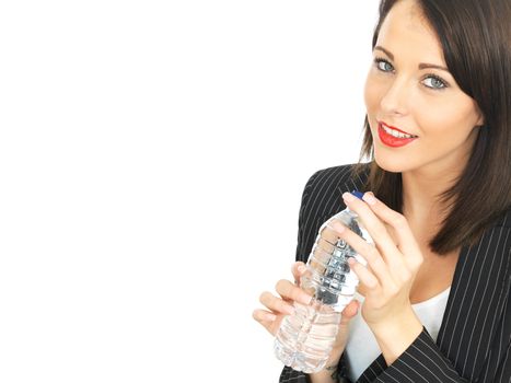 Attractive Business Woman Drinking a Bottle of Water