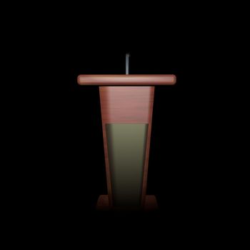 Podium for speaker surrounded by darkness, 3d render