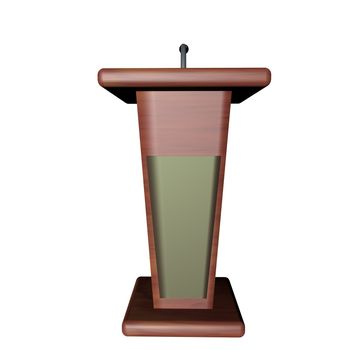 Podium for speaker isolated over white, 3d render