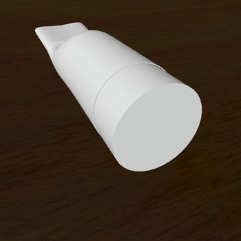 White tube over wooden background, 3d render