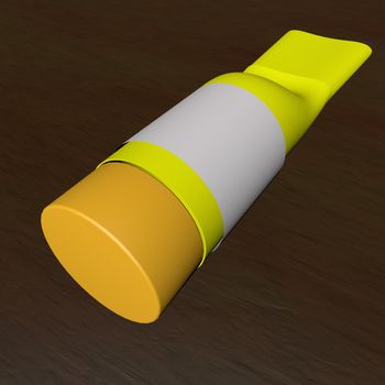 Yellow tube with white label, 3d render