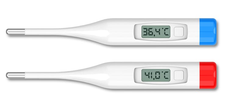 3d generated picture of two thermometers