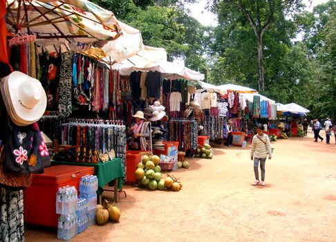 Stores in Cambodia at the tourism location.