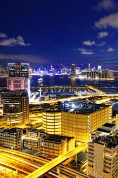 Kowloon at night, hongkong downtown area