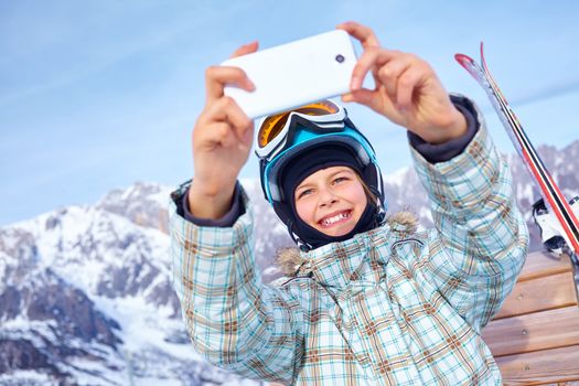 Ski, skier, winter - lovely girl photographed mountains