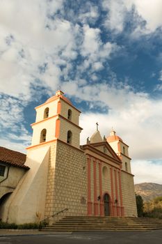 The Spanish historic Santa Barbara Mission in California.