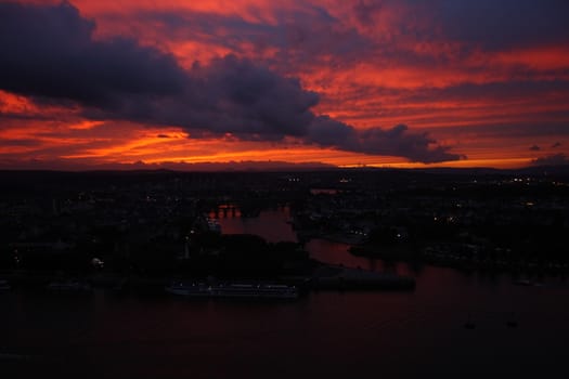 Night sky with red clouds