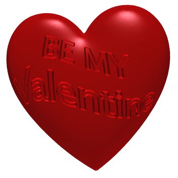 Three-dimensional inscription Be My Valentine on red heart.