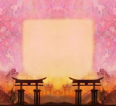 abstract Chinese landscape with a frame in the background