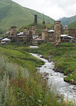 Panorama of Ushguli, Swanetia, Georgia, Europe