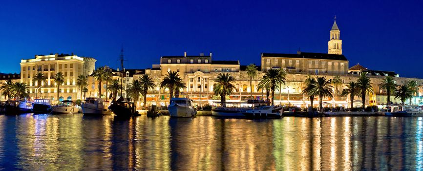 Amazing Split waterfront evening panorama, Dalmatia, Croatia