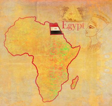 egypt on actual vintage political map of africa