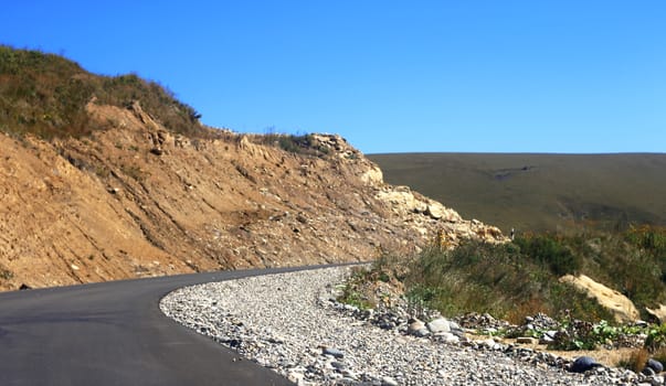 Mountain highway and landscape. North Caucasus travel.